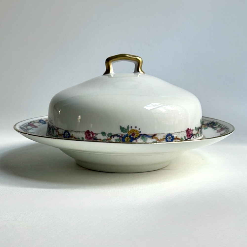 Vintage Limoges Covered Porcelain Butter - Cheese Dish